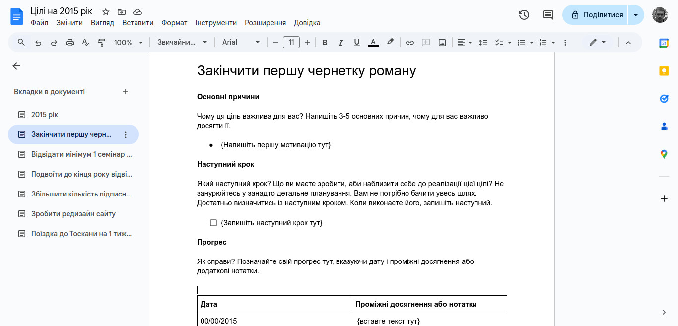 Детальний опис цілі